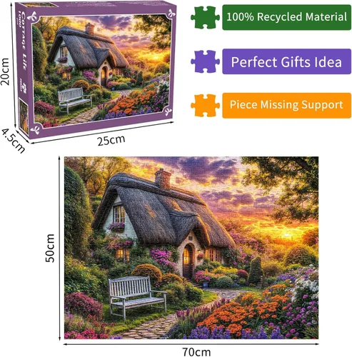 Miniatura 2 de Rompecabezas Cottage Life de 1000 Piezas para Adultos Vida en el Campo Rompecabezas de 1000 Piezas para Adultos