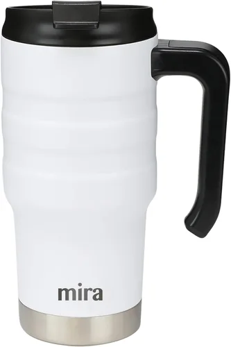 Miniatura 9 de MIRA Taza de viaje aislada de 20 onzas, taza de café de acero inoxidable con tapa abatible y asa a prueba de derrames, vaso para automóvil