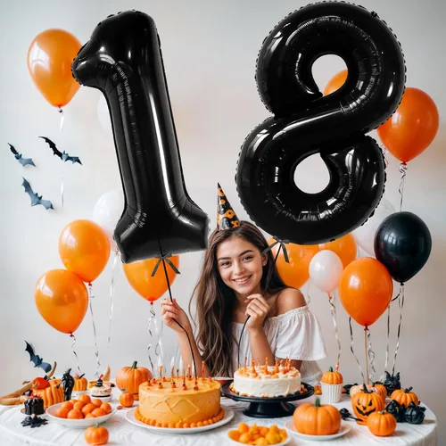 Miniatura 5 de KatchOn, Globo negro del número 18, gigante, 40 pulgadas, globo 18 para decoraciones de cumpleaños de 18 años para niños y niñas, decoraciones