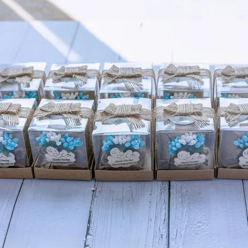 Miniatura 2 de Ju's Favors Portavelas de madera (juego de 10), recuerdos de baby shower, recuerdos de bautizo de niño, recuerdos de fiesta de bautizo de bebé