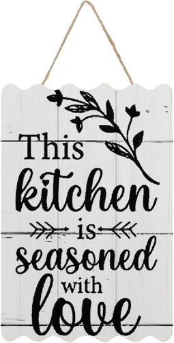 Miniatura 11 de Letrero de madera con texto en inglés «This Kitchen is Seasoned with Sazon Adobo Sofrito & Love» La Cocina española puertorriqueña para decoración