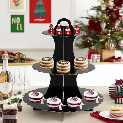 Miniatura 8 de Soleebee Soporte para Cupcakes de 3 Niveles, Torre de Cupcakes de Cartón, Torre de Soporte para Pasteles de Postre para Decoración de Cumpleaños