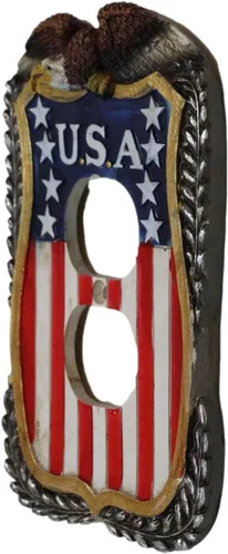 Miniatura 4 de Ebros Gift Juego de 2 placas de pared rústicas patrióticas occidentales con águila calva en la bandera de Estados Unidos vintage, bandera de Estados
