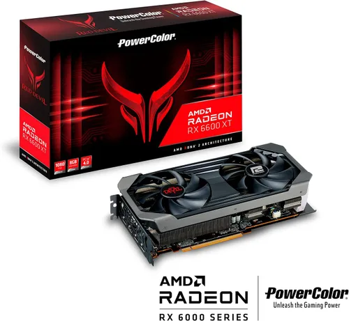 Miniatura 3 de PowerColor Red Devil AMD Radeon RX 6600 XT - Tarjeta gráfica para juegos con memoria GDDR6 de 8 GB, alimentada por AMD RDNA 2, HDMI 2.1