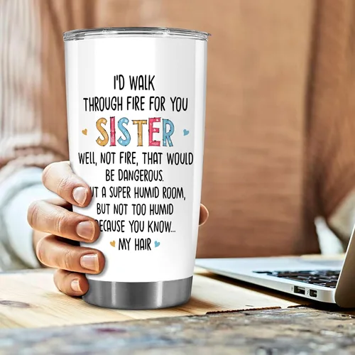Miniatura 4 de WHIDOBE Vaso personalizado para hermana (2 mujeres) personalizado de 20 onzas con avatar, nombre – Taza de viaje para mejor amiga, regalo de amistad
