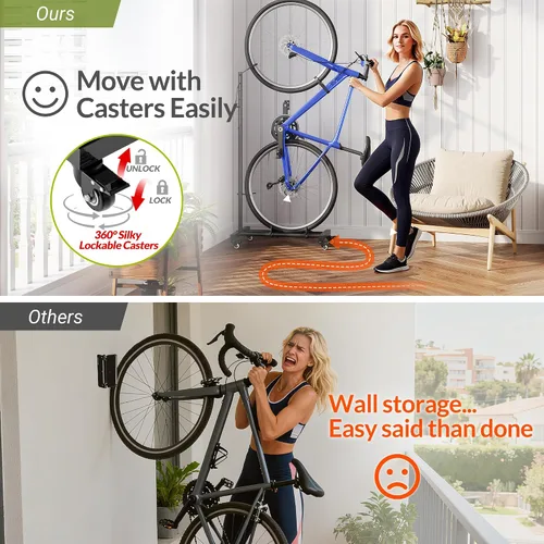 Miniatura 5 de Sttoraboks Soporte vertical de estacionamiento para bicicletas, altura ajustable para ruedas de 29 pulgadas, ahorro de espacio e independiente