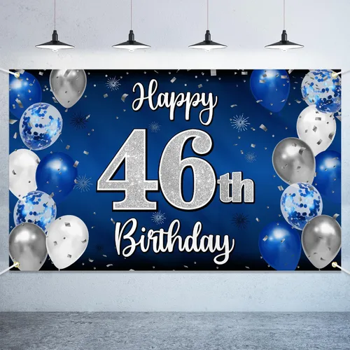 Miniatura 87 de Decoraciones de Feliz 11º Cumpleaños, Globo Azul y Plateado Grande Pancarta de Fondo de Cumpleaños, Brindemos por Once Años Suministros de Fiesta