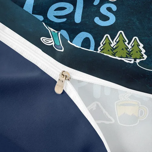 Miniatura 6 de Happy Camping - Juego de funda de edredón tamaño Queen, con temática de caravana de dibujos animados, estilo rústico, estilo granja, juego de ropa