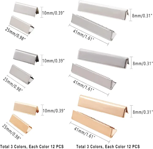 Miniatura 2 de PH PandaHall 72 piezas de 3 colores con hebilla de cinturón, puntas de cinta engarzadas para cinturón de cincha, reparación de clips de cinturón