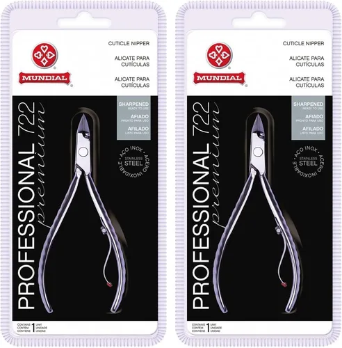Miniatura 5 de Professional Mundial 722-PR - Alicate de cutículas con mandíbula completa de acero inoxidable y mango corto