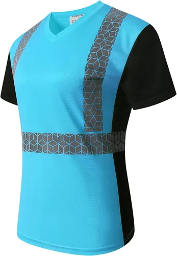 Miniatura 9 de Playera de Seguridad para Mujer, Camiseta Reflectante de Alta Visibilidad para Mujer con Patrón Reflectante Inusual, Manga Corta Transpirable