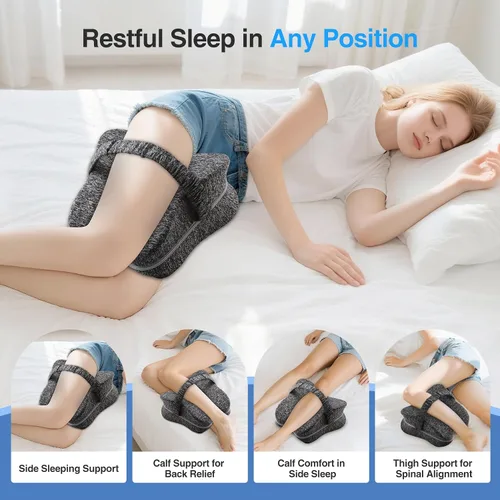 Miniatura 2 de Almohada de rodilla para dormir de lado, almohada de espuma viscoelástica para dormir de lado con correa, almohadas de alineación entre las piernas