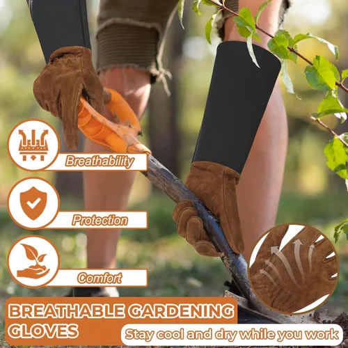 Miniatura 6 de HANDLANDY HLDD Long Gardening Gloves for Women Men - Leather Rose Pruning Gloves Thorn Proof - Breathable Working Glove