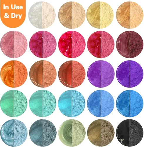 Miniatura 2 de SEISSO Polvo de mica – 24 colores, botellas de 0.35 oz (10 g) – Brillo de mica y pigmento para resina epoxi, brillo de labios, jabón, vela, bomba