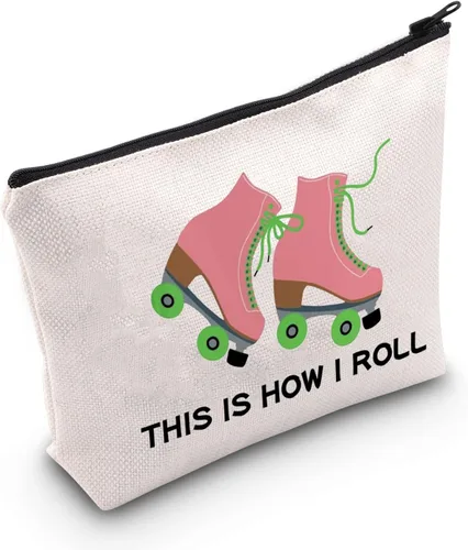 POFULL Bolsa de maquillaje para amantes del patinaje sobre ruedas, así es como me rollo bolsa de cosméticos Bolsa patinadora