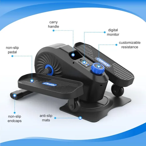 Miniatura 8 de FUNMILY Elíptica debajo del escritorio, ejercitador de pedal de bicicleta para debajo del escritorio, ejercitador de piernas totalmente montado