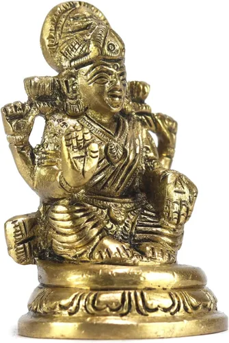 Miniatura 2 de ASHIRWAD Escultura de estatua de ídolo de latón para Diwali Pooja, templo, decoración del hogar, Vastu Laxmi Devi Maa AE000006-18 (Laxmi-18)