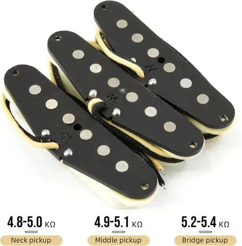 Miniatura 5 de Alnico - Juego de 5 pastillas de guitarra, SSS Single Coil Pickups Guitar Neck/Middle/Bridge Pickup Cream para Strat Squier guitarra eléctrica