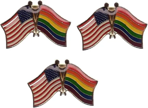 Miniatura 157 de 3 Pines de solapa con banderas de Estados Unidos y países internacionales, paquete de 3 pines dobles con diseño de banderas de Estados Unidos
