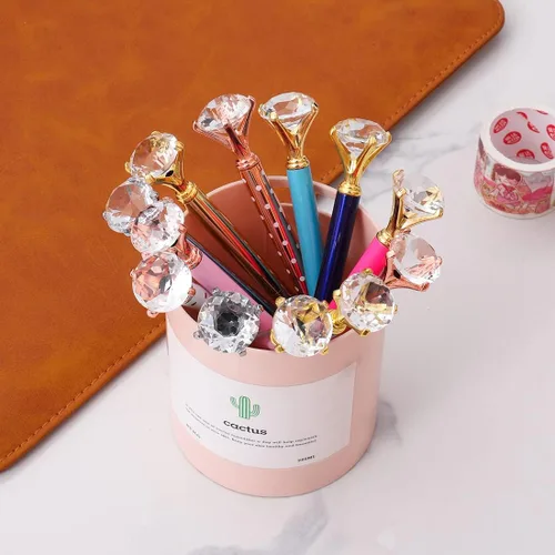 Miniatura 3 de Oddmoal Bolígrafos de diamantes divertidos y elegantes para mujer, bolígrafos de metal brillante, tinta negra, 12 unidades (colores mezclados)