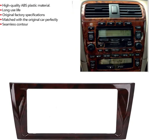 Miniatura 2 de Fydun Tablero de instalación doble DIN, ABS de caoba 2 DIN estéreo de audio Fascia Panel de fascia para coche para Avalon 2000-2004