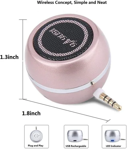 Miniatura 5 de Mini altavoz portátil con conector de entrada auxiliar de 0.138 in, altavoz de línea de teléfono móvil de 3 W para iPhone, iPad, iPod, tableta, Oro