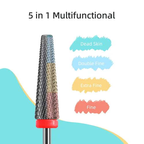 Miniatura 6 de 24mm Super Largo 5 en 1 Brocas de taladro para uñas, Broca cónica cruzada de carburo, Brocas de taladro de rotación bidireccional de 3/32