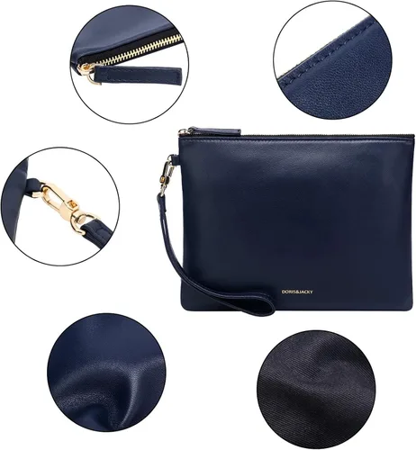 Miniatura 3 de DORIS&JACKY Bolso de mano de piel de cordero para mujer, grande, suave, con correa