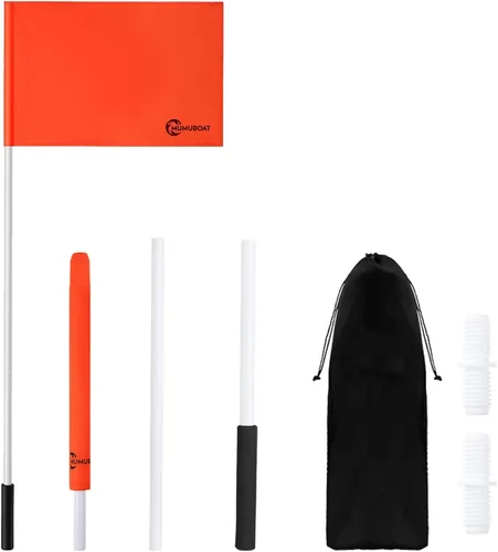 Bandera de barco naranja de esquí acuático de 48 pulgadas, 12 x 18 pulgadas, bandera de seguridad para barco esquiador, bandera flotante de 3