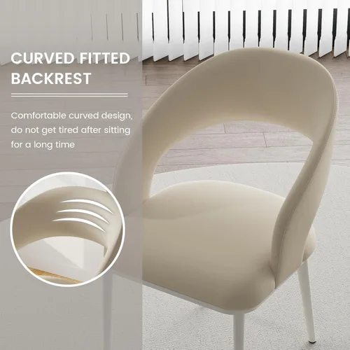 Miniatura 5 de Juego de 2 sillas de comedor, sillas de escritorio modernas, silla decorativa tapizada con respaldo curvado con patas de metal para oficina en casa