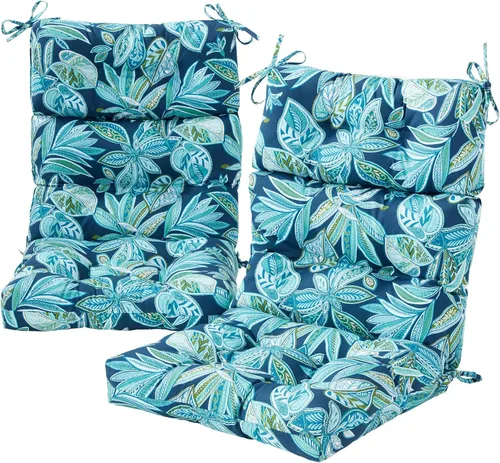 Miniatura 71 de Cojines para silla de respaldo alto para exteriores, diseño de asiento y respaldo con bisagras de una pieza, reversibles con 4 lazos, tela