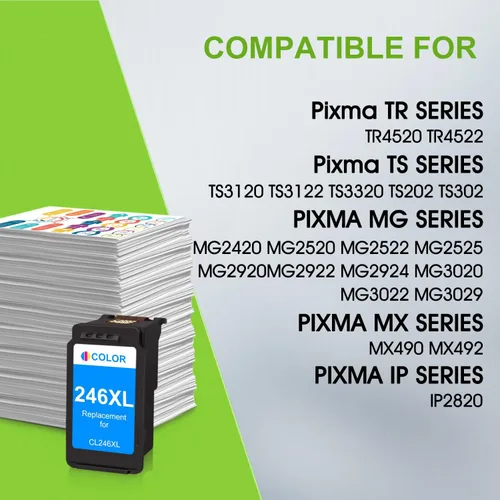 Miniatura 2 de Cartucho de tinta 246XL de alto rendimiento de repuesto para Canon CL-246XL Cartucho de tinta de color 246XL 244XL compatible con impresora Pixma