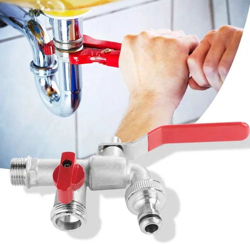 Miniatura 3 de Grifo de montaje en pared para exteriores, grifo Bibcock para balcón, fregona, grifo de agua de doble válvula de 90 grados, grifo de latón de 1/2