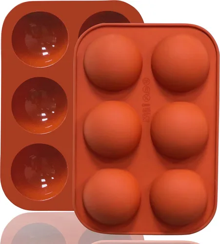 Miniatura 13 de Lerykin Paquete de 3 moldes de silicona extra grandes de 5 cavidades, molde de media esfera antiadherente para hacer bombas de chocolate caliente