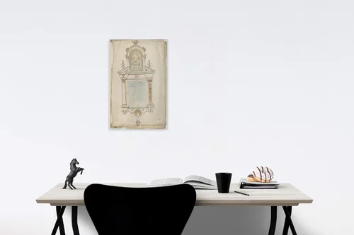 Miniatura 2 de Historic Pictoric Lámina artística: flamenco - diseño para una tumba de pared con una variante y una estatua de Cristo como Salvator Mundi