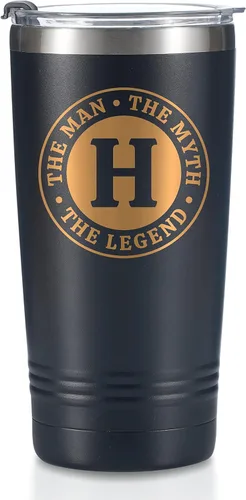 Miniatura 35 de Taza The Man the Myth the Legend con iniciales, vaso de viaje de acero inoxidable con monograma para hombres, divertida taza de café personalizada