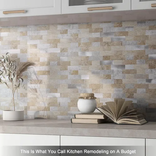 Miniatura 4 de BeNice Adhesivos para azulejos de cocina, ladrillo 3D mate, azulejos adhesivos de mosaico lineal para baño, ducha, pared, chimenea, entorno