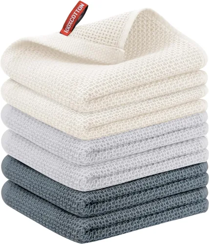Miniatura 31 de Nialnant - Toalla de cocina 100% algodón, tejido gofre, suave, absorbente y de secado rápido, toallas para secar platos, trapos de limpieza - Multi