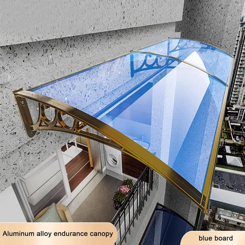 Miniatura 2 de Cubierta moderna de policarbonato azul, para puerta delantera al aire libre, patio, protección contra la lluvia y la nieve, toldo para puerta, toldo