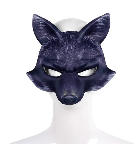 Máscara de lobo de Halloween, máscara de medio rostro, máscara de animal de hombre lobo, máscara facial de velo, maquillaje, cosplay, fiesta