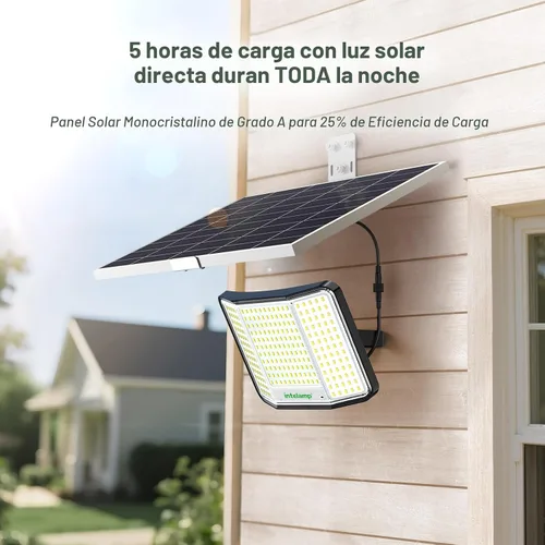 intelamp Luces solares impermeables para exteriores, 20000 mAh, 2000 lúmenes, reflector exterior con control remoto con cable de 16.4 pies,