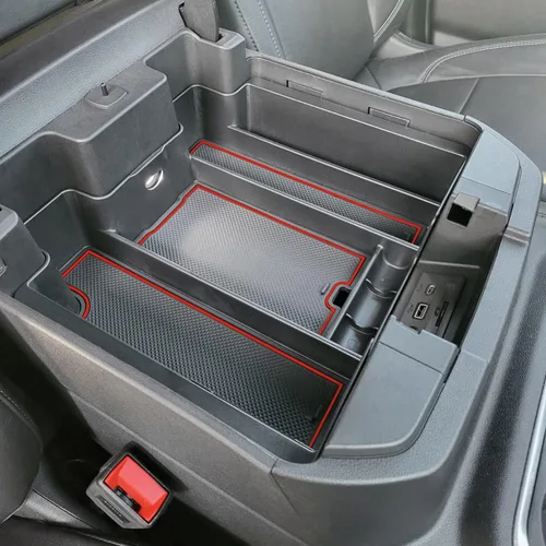 Miniatura 6 de PIMCAR Organizador de reposabrazos de consola de tamaño completo compatible con Chevy Silverado/GMC Sierra 1500 2019-2022 y 2020-2023 Rojo