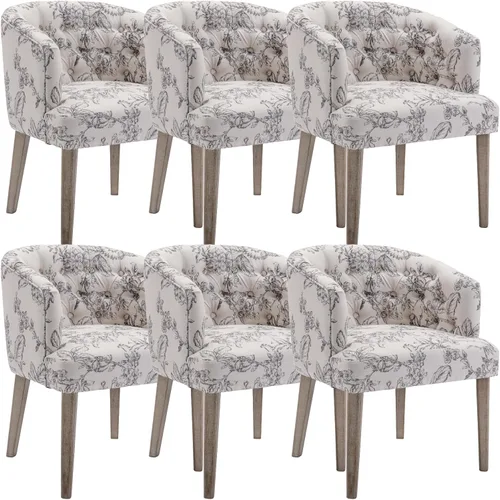 Miniatura 10 de Ya-Home Mid-Century - Juego de 2 sillas de comedor tapizadas de lino, cómodas sillas auxiliares con patas de madera para comedor, sala de estar