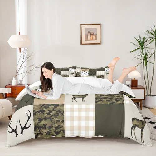 Miniatura 14 de Homewish Juego de ropa de cama de elefante, tamaño Queen, funda de edredón a rayas azules para niños y niñas, juego de funda de edredón de animales
