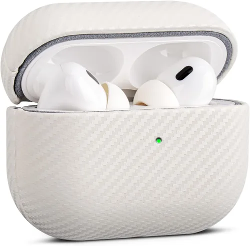 Miniatura 19 de Haobobro Funda de piel para AirPods Pro 2, piel seleccionada respetuosa con la piel, textura de fibra de carbono, hecha a mano, funda rígida Azul