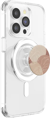 Miniatura 3 de PopSockets MagSafe PopGrip para iPhone con diseño de hojas de Monstera botánicas y tropicales, color beige moderno