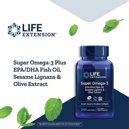 Miniatura 4 de Life Extension Aceite de pescado Super Omega-3 EPA/DHA, lignanos de sésamo y extracto de oliva, suplemento de Omega 3, para la salud del corazón