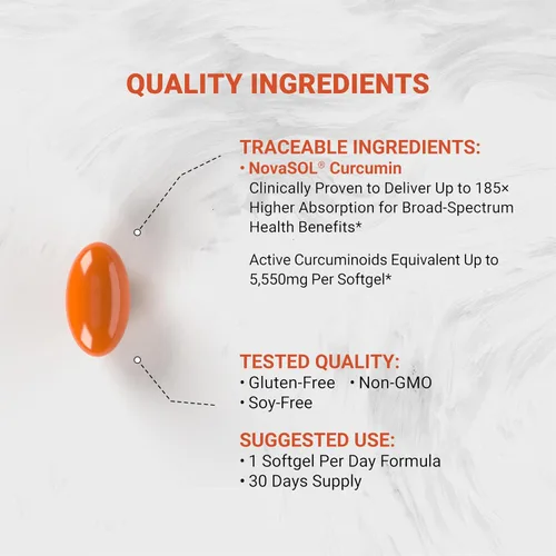Miniatura 4 de Naturalis NovaSOL Curcumina de cúrcuma (5,550 mg equivalentes de curcuminoides por porción), clínicamente probado con una mejor absorción 185 veces