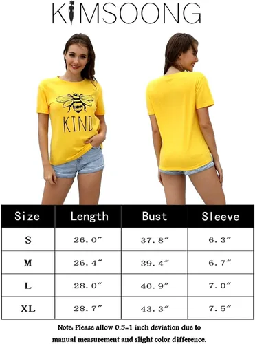 Miniatura 5 de Camisetas divertidas con estampado inspirador Be kind (Sé amable), bonitas y divertidas camisetas con estampados gráficos