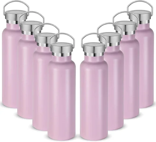 Miniatura 28 de Neihepal Paquete de 4 botellas de agua aisladas de 20 onzas, botella deportiva de doble pared de acero inoxidable con tapa de asa, termo Bubble gum